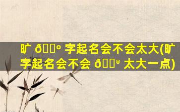 旷 🌺 字起名会不会太大(旷字起名会不会 💮 太大一点)